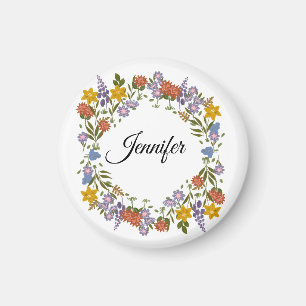 Elegant Floral Watercolor Personalised Name Magnet