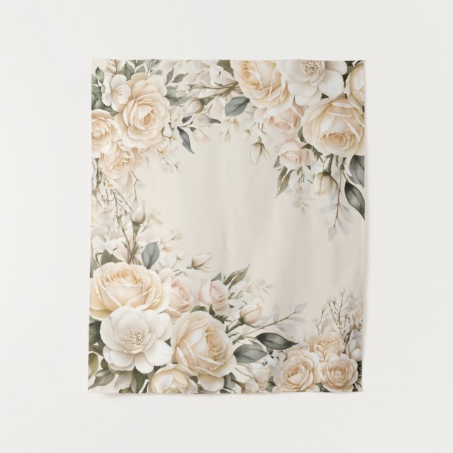 Elegant Floral Watercolor Photo Backdrop  Tapestry (Front)