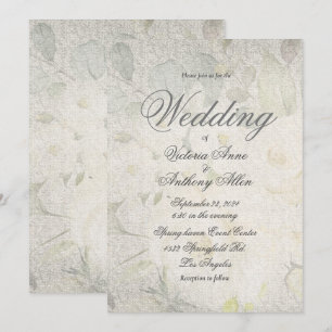 Elegant Floral Watercolor Rustic Vintage Wedding Invitation