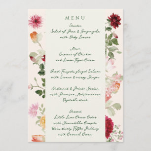 Elegant Floral Watercolor Sage Garden Wedding Menu