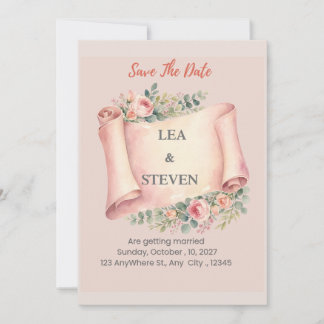 Elegant Floral Watercolor Save the Date Card
