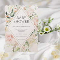 Elegant Floral Watercolor Scalloped Shimmer Baby