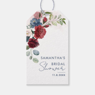 Elegant Floral Watercolor Script Bridal Shower Gift Tags
