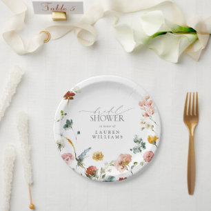 Elegant Floral Watercolor Summer Bridal Shower Paper Plate