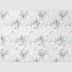 Elegant Floral Watercolor Teal Tan Tissue Paper