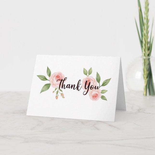 Elegant Floral Watercolor Thank You card (Front)