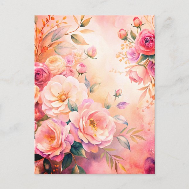 Elegant Floral Watercolor Thank You Card Custom (Front)