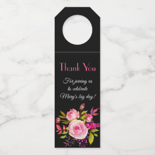 Elegant Floral Watercolor Thank You For Joining Us Bottle Tag