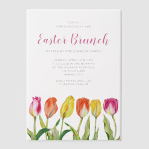 Elegant Floral Watercolor Tulips Easter Brunch Vellum Invitations