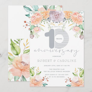 Elegant Floral Watercolor Wedding Anniversary Invitation