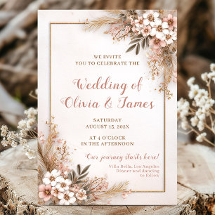 Elegant floral watercolor wedding design invitation