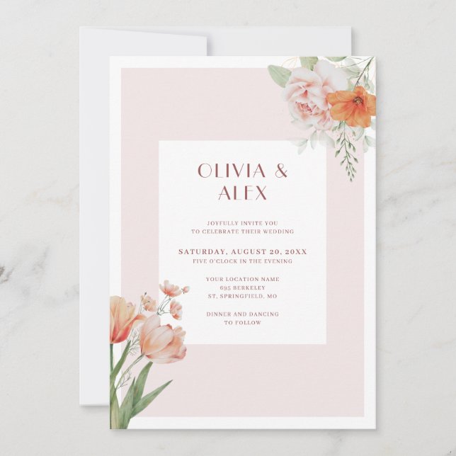 Elegant Floral Watercolor Wedding Invitation (Front)