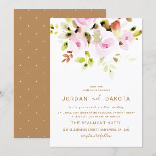 Elegant Floral Watercolor Wedding Invitation