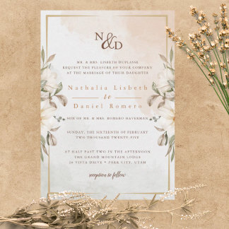 Elegant Floral Watercolor Wedding Invitation