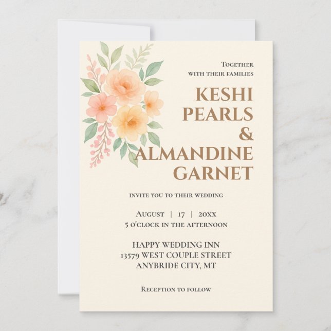 Elegant Floral Watercolor Wedding Invite (Front)