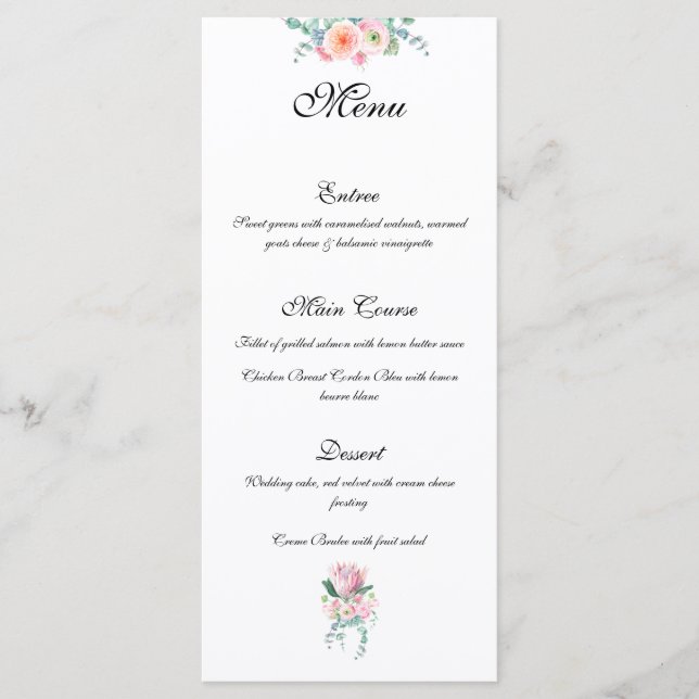 Elegant Floral Watercolor Wedding Menu (Front)