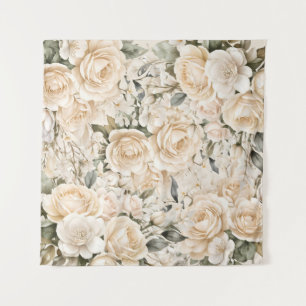 Elegant Floral Watercolor Wedding Photo Backdrop Tapestry