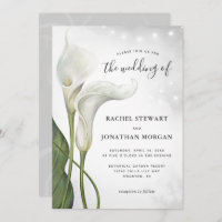 Elegant Floral Watercolor White Calla Lily Wedding