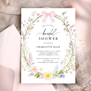 Elegant Floral Watercolor Wildflower Bridal Shower Invitation
