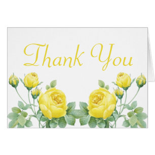Elegant Floral Watercolor Yellow Rose Thank You