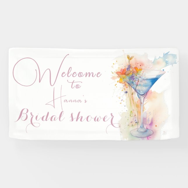 elegant floral watercolour  Bridal shower  Banner (Horizontal)