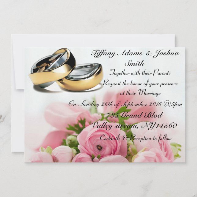 Elegant floral, wedding band Invitations (Front)