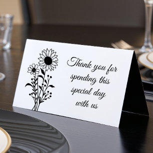 Elegant Floral Wedding Black White Thank You Party