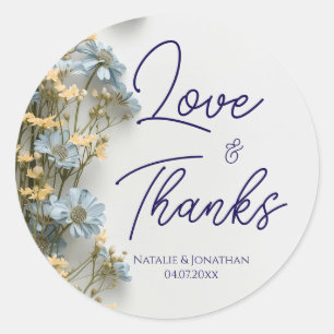 Elegant Floral Wedding Classic Round Sticker