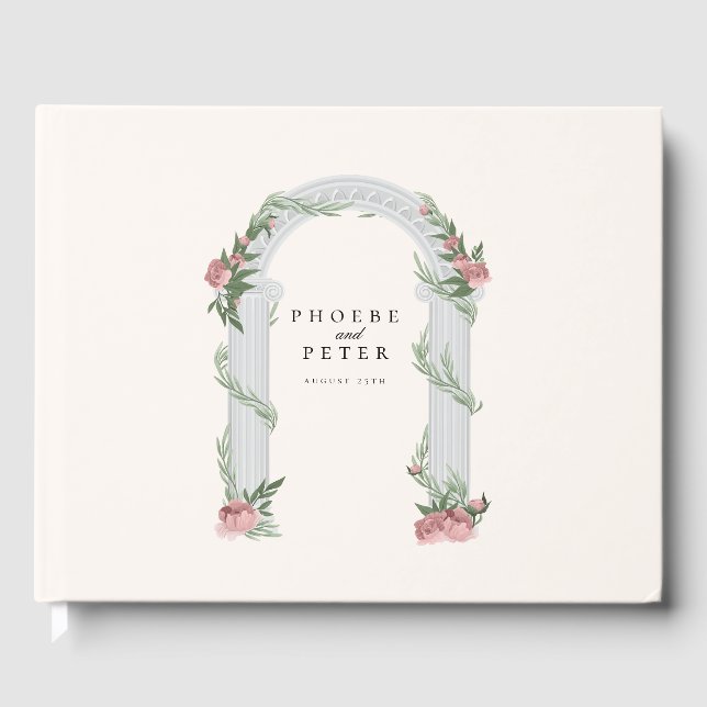 Elegant Floral Wedding Column Garden Wedding Guest Book (Front)