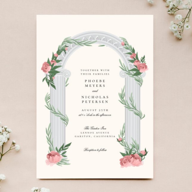 Elegant Floral Wedding Column Garden Wedding Invitation (Creator Uploaded)
