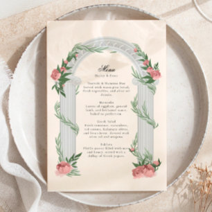 Elegant Floral Wedding Column Garden Wedding Menu Invitation
