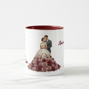Elegant Floral Wedding Couple Coffee Mug