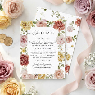 Elegant Floral Wedding Details Enclosure Card