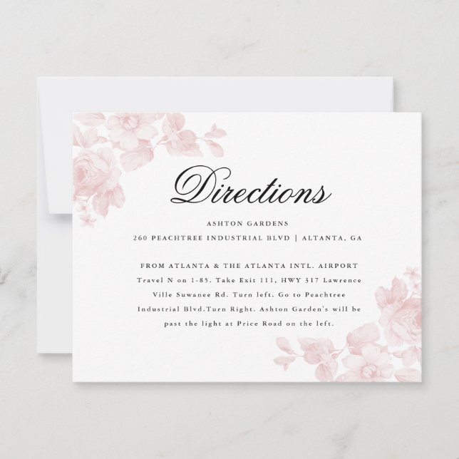 Elegant Floral Wedding Details Invitation (Front)