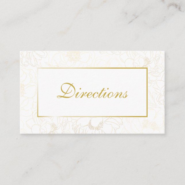 Elegant Floral Wedding Directions Enclosure Card (Front)
