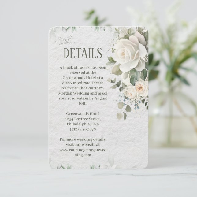 Elegant Floral Wedding Enclosure Card  (Standing Front)