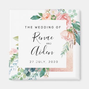Elegant floral wedding favour magnet, wedding magnet