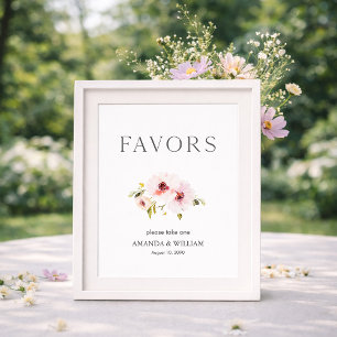 Elegant Floral Wedding Favour Sign