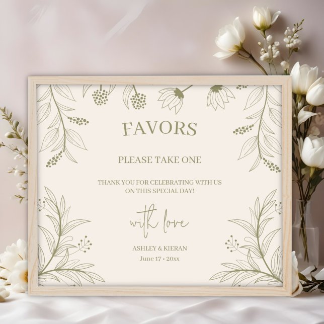 Elegant Floral Wedding Favours Sign  (Creator Uploaded)