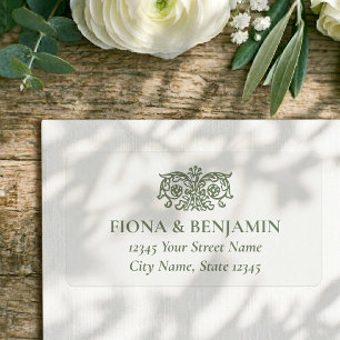 Elegant Floral Wedding Green Return Address Label
