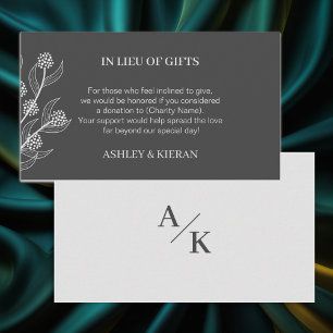 Elegant Floral Wedding In Lieu of Gifts , Enclosure Card