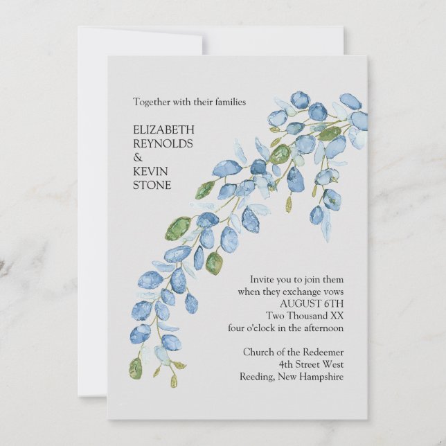 Elegant floral wedding Invitation (Front)