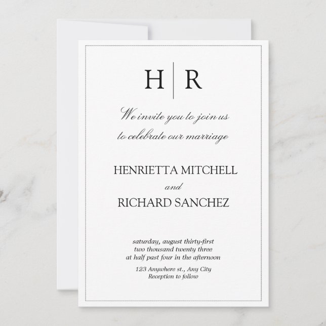 Elegant Floral Wedding Invitation  (Front)