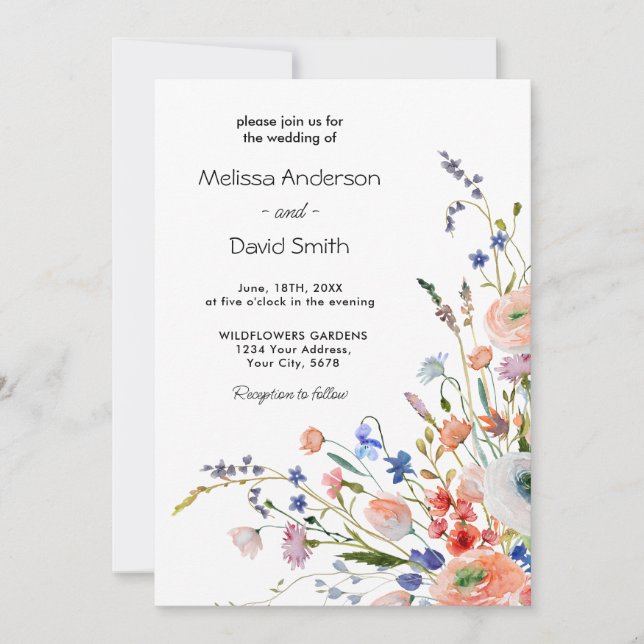 Elegant Floral Wedding Invitation (Front)