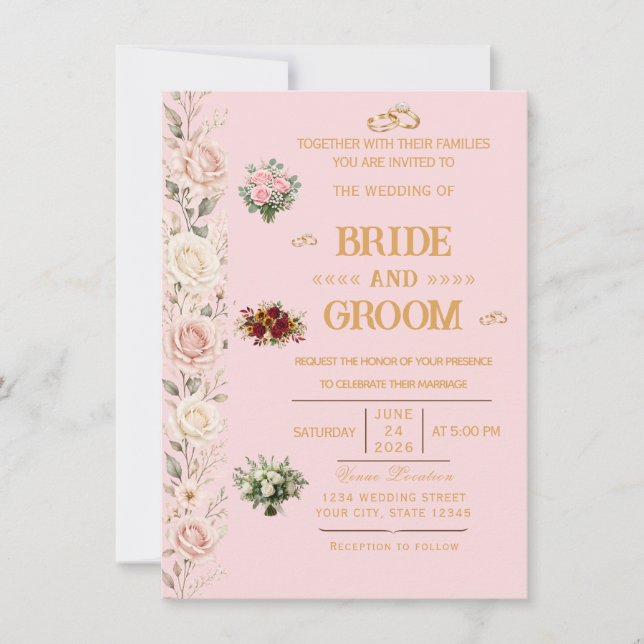 Elegant Floral Wedding Invitation (Front)