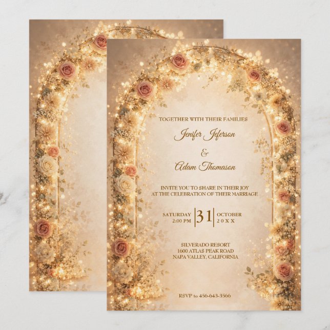 Elegant Floral Wedding Invitation (Front/Back)