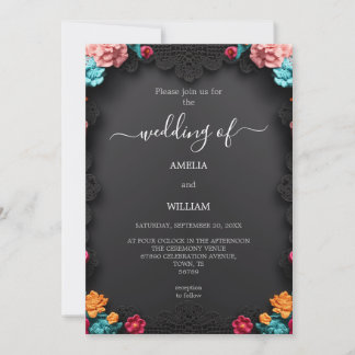 Elegant Floral Wedding Invitation