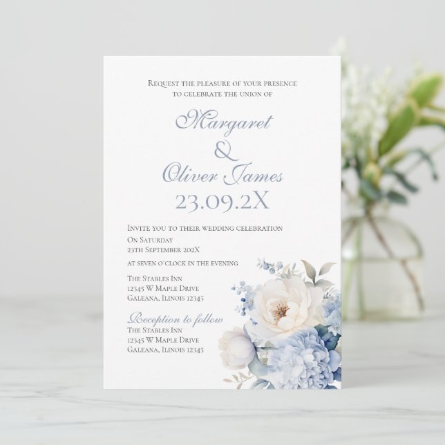 Elegant Floral Wedding Invitation (Standing Front)