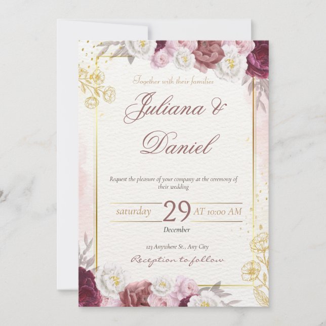 Elegant Floral Wedding Invitation (Front)