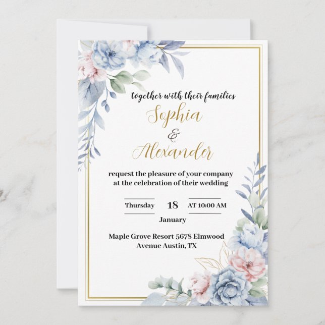 Elegant Floral Wedding Invitation (Front)